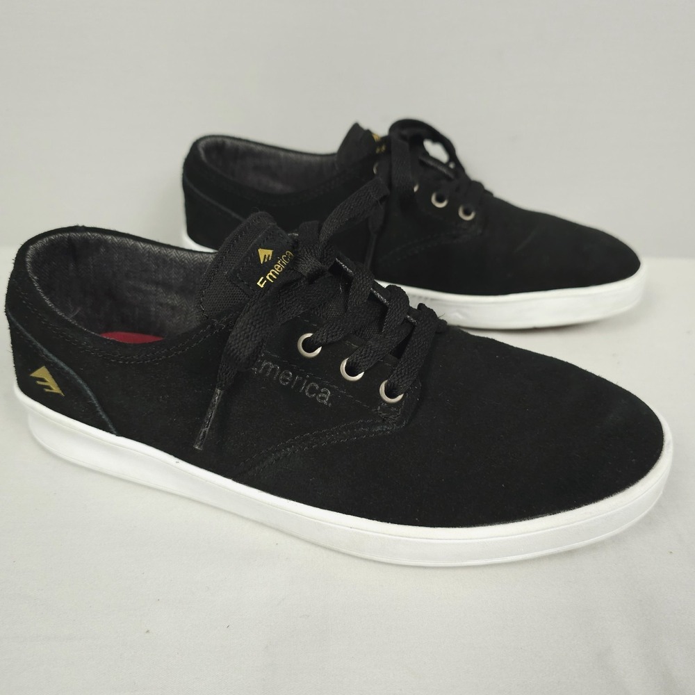 Emerica Romero Laced Skate Shoes Men Size 7.5 Black Suede Low Skate Sneaker